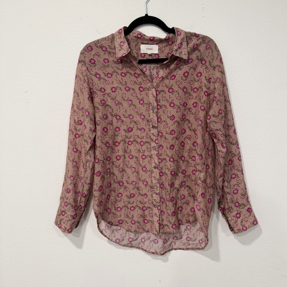 Xirena Beau Floral Cotton Silk Blend Button Down Long Sleeve Shirt XS - Picture 1 of 5